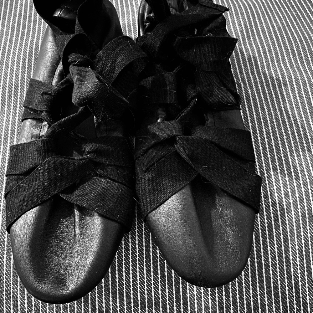 Free people leather ballet flats with wraps